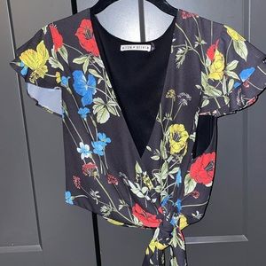 Black floral Alice and Olivia Blouse